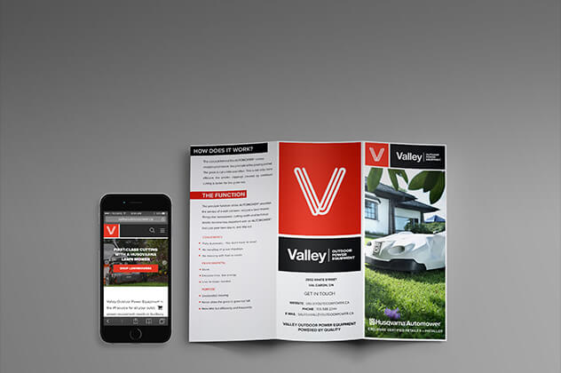 Valley Outdoor Power Equipment responsive business website open on a laptop