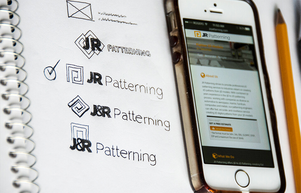 Hand Drawings of JR Patterning Design Logo Branding